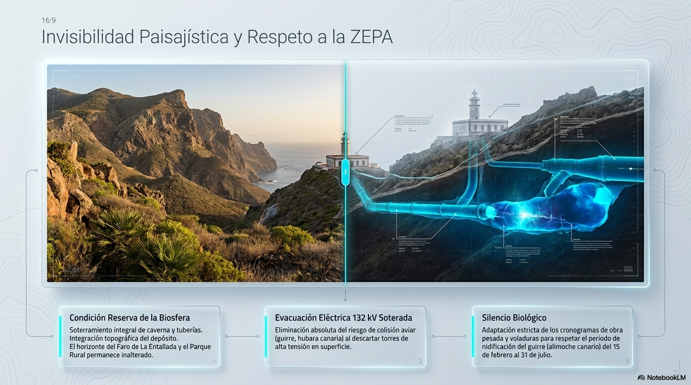 Paisaje de Fuerteventura con trazado subterráneo y referencias a protección de ZEPA